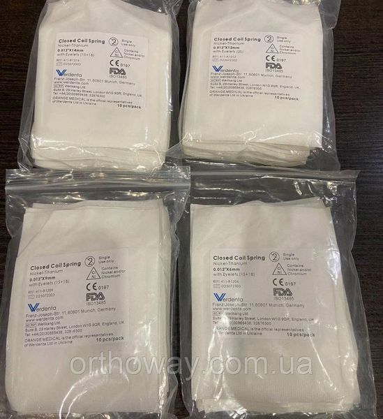 Пружина ортодонтична закриваюча NiTi з вушком, Werdenta, 6 мм (Heavy) 2073229269 фото